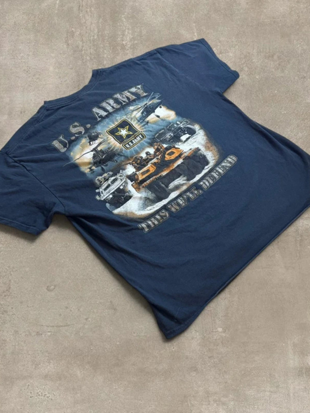 Vintage US Army Shirt Mens XL Blue Graphic Tee Gildan Military Tanks